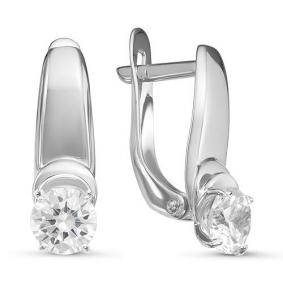 Серьги из белого золота КЮЗ Del'ta Dб126657 с фианитом Dб126657 фото