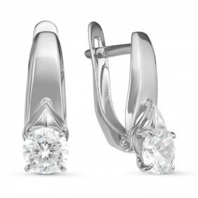 Серьги из белого золота КЮЗ Del'ta Dб126660 с фианитом Dб126660 фото