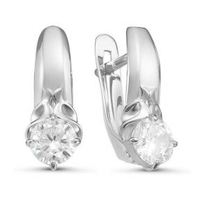 Серьги из белого золота КЮЗ Del'ta Dб126974 с фианитом Dб126974 фото