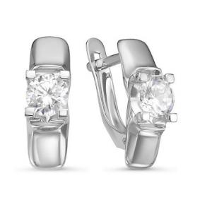 Серьги из белого золота КЮЗ Del'ta Dб127714 с фианитом Dб127714 фото