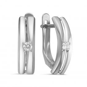 Серьги из белого золота КЮЗ Del'ta Dб128497 с фианитом Dб128497 фото