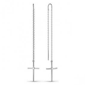 Серьги из белого золота КЮЗ Del'ta Dб140129 с фианитом Dб140129 фото