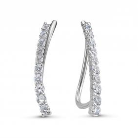 Серьги из белого золота КЮЗ Del'ta Dб141019 с фианитом Dб141019 фото