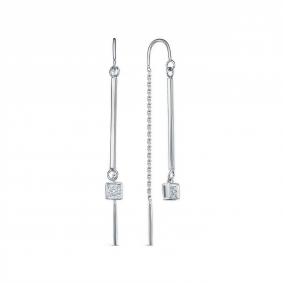 Серьги из белого золота КЮЗ Del'ta Dб1416208 с фианитом Dб1416208 фото