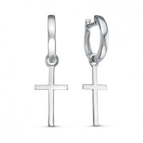 Серьги-крест из белого золота КЮЗ Del'ta Dб2202913 Dб2202913 фото