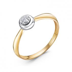 Кольцо из лимонного золота КЮЗ Del'ta Dбр112133л с бриллиантом Dбр112133л фото