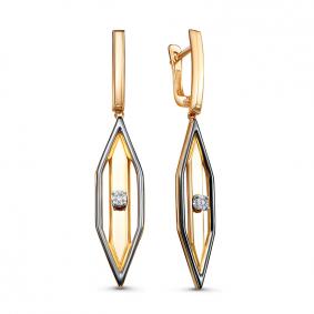 Золотые серьги КЮЗ Del'ta Dбр121889 с бриллиантом Dбр121889 фото