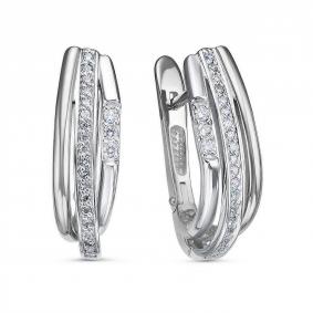 Серьги из белого золота КЮЗ Del'ta Dбр122174б с бриллиантом Dбр122174б фото