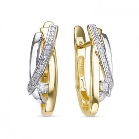 Серьги из лимонного золота КЮЗ Del'ta Dбр122184л с бриллиантом Dбр122184л фото