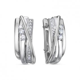 Серьги из белого золота КЮЗ Del'ta Dбр122187б с бриллиантом Dбр122187б фото