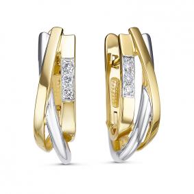 Серьги из лимонного золота КЮЗ Del'ta Dбр122189л с бриллиантом Dбр122189л фото