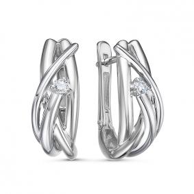 Серьги из белого золота КЮЗ Del'ta Dбр122194б с бриллиантом Dбр122194б фото