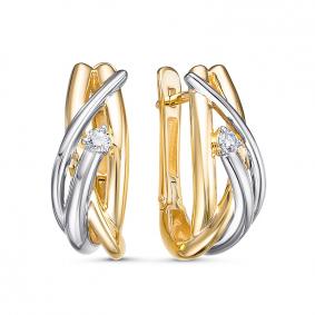 Серьги из лимонного золота КЮЗ Del'ta Dбр122194л с бриллиантом Dбр122194л фото