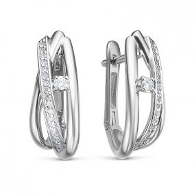 Серьги из белого золота КЮЗ Del'ta Dбр122198б с бриллиантом Dбр122198б фото