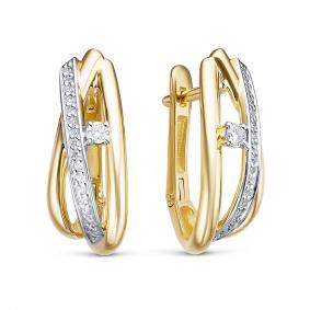 Серьги из лимонного золота КЮЗ Del'ta Dбр122198л с бриллиантом Dбр122198л фото