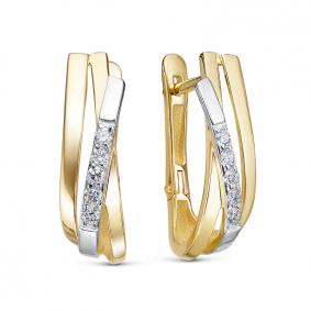 Серьги из лимонного золота КЮЗ Del'ta Dбр122208л с бриллиантом Dбр122208л фото