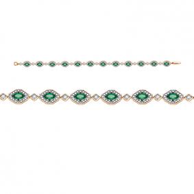 Золотой браслет КЮЗ Del'ta Dбр3772549 с бриллиантом и изумрудом Dбр3772549 фото