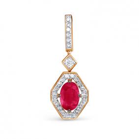 Золотая подвеска КЮЗ Del'ta Dбр432527 с бриллиантом и рубином Dбр432527 фото
