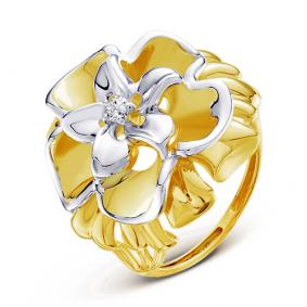 Кольцо из лимонного золота КЮЗ Del'ta Dд110003л с бриллиантом Dд110003л фото