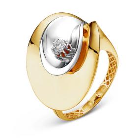 Кольцо из лимонного золота КЮЗ Del'ta Dд110027л с бриллиантом Dд110027л фото