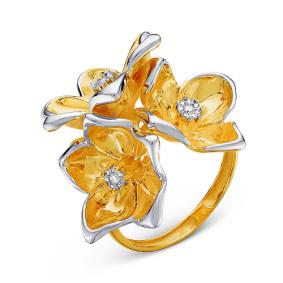 Кольцо из лимонного золота КЮЗ Del'ta Dд110031л с бриллиантом Dд110031л фото