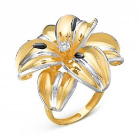 Кольцо из лимонного золота КЮЗ Del'ta Dд110037л с бриллиантом Dд110037л фото