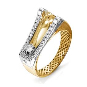 Кольцо из лимонного золота КЮЗ Del'ta Dд110083 с бриллиантом Dд110083 фото