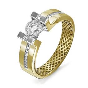 Кольцо из лимонного золота КЮЗ Del'ta Dд110086л с бриллиантом Dд110086л фото