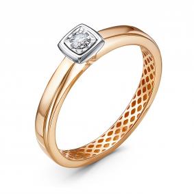 Золотое кольцо КЮЗ Del'ta Dд1101471р с бриллиантом Dд1101471р фото