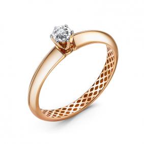 Золотое кольцо КЮЗ Del'ta Dд1101476р с бриллиантом Dд1101476р фото