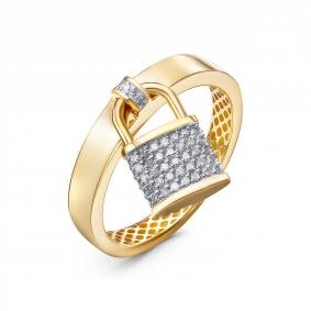 Кольцо из лимонного золота КЮЗ Del'ta Dд1101651рл с бриллиантом Dд1101651рл фото