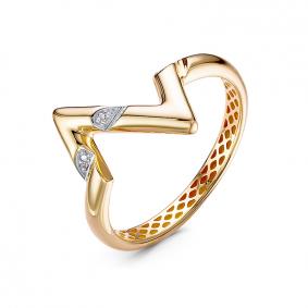 Кольцо из лимонного золота КЮЗ Del'ta Dд1101714рл с бриллиантом Dд1101714рл фото