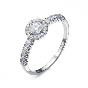 Кольцо из белого золота КЮЗ Del'ta Dд1101773рб с бриллиантом Dд1101773рб фото