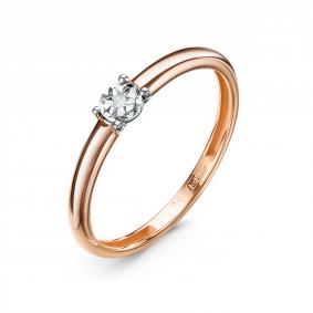Золотое кольцо КЮЗ Del'ta Dд1101789р с бриллиантом Dд1101789р фото