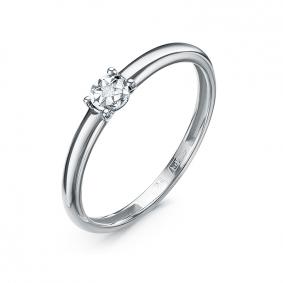 Кольцо из белого золота КЮЗ Del'ta Dд1101789рб с бриллиантом Dд1101789рб фото