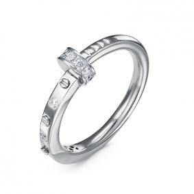 Кольцо из белого золота КЮЗ Del'ta Dд1101799рб с бриллиантом Dд1101799рб фото