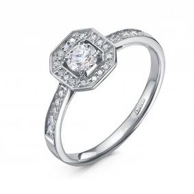 Кольцо из белого золота КЮЗ Del'ta Dд1101869рб с бриллиантом Dд1101869рб фото