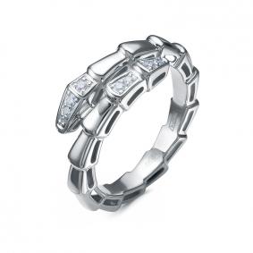 Кольцо из белого золота Символ года Змея КЮЗ Del'ta с бриллиантом Dд1101873рб Dд1101873рб фото