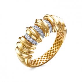 Кольцо из лимонного золота КЮЗ Del'ta Dд1102063рл с бриллиантом Dд1102063рл фото