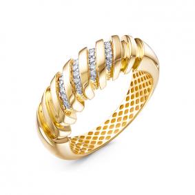 Кольцо из лимонного золота КЮЗ Del'ta Dд1102067рл с бриллиантом Dд1102067рл фото