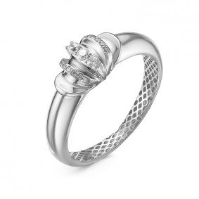 Кольцо из белого золота КЮЗ Del'ta Dд110277рб с бриллиантом Dд110277рб фото