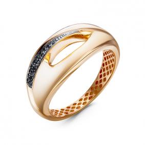 Золотое кольцо КЮЗ Del'ta Dд110517р с чёрным бриллиантом Dд110517р фото