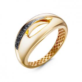 Кольцо из лимонного золота КЮЗ Del'ta Dд110517рл с чёрным бриллиантом Dд110517рл фото