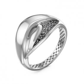 Кольцо из белого золота КЮЗ Del'ta Dд110518рб с чёрным бриллиантом Dд110518рб фото