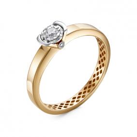 Золотое кольцо КЮЗ Del'ta Dд110519р с бриллиантом Dд110519р фото