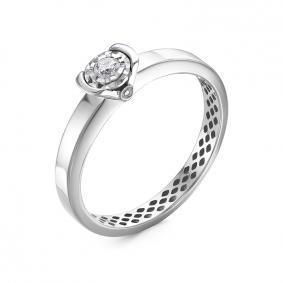 Кольцо из белого золота КЮЗ Del'ta Dд110519рб с бриллиантом Dд110519рб фото