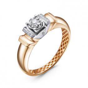 Золотое кольцо КЮЗ Del'ta Dд110654р с бриллиантом Dд110654р фото