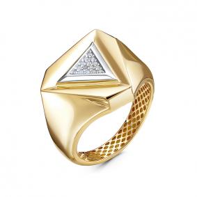 Кольцо из лимонного золота КЮЗ Del'ta Dд110691рл с бриллиантом Dд110691рл фото