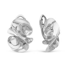 Серьги из белого золота КЮЗ Del'ta Dд120001б с бриллиантом Dд120001б фото