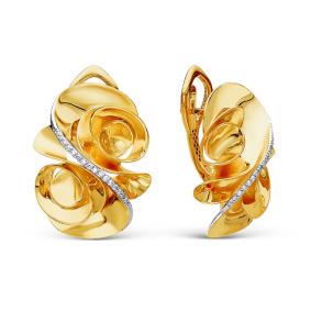 Серьги из лимонного золота КЮЗ Del'ta Dд120001л с бриллиантом Dд120001л фото